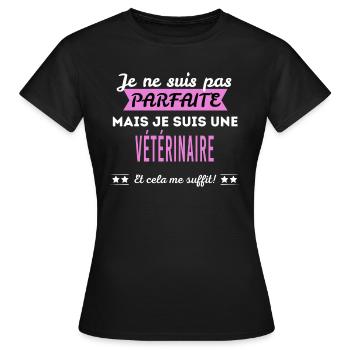 Je ne suis pas parfaite vétérinaire - T-shirt Femme - noir - Devant - AI Model Female 172 dark (172cm)