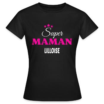 Super maman Lilloise citation - T-shirt Femme - noir - Devant - AI Model Female 172 dark (172cm)