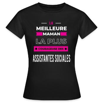 meilleur maman courageuse des assistantes sociales - T-shirt Femme - noir - Devant - AI Model Female 172 dark (172cm)