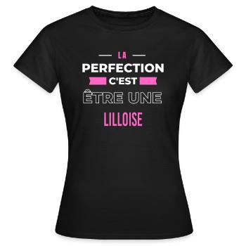 La perfection, c'est être une Lilloise - T-shirt Femme - noir - Devant - AI Model Female 172 dark (172cm)