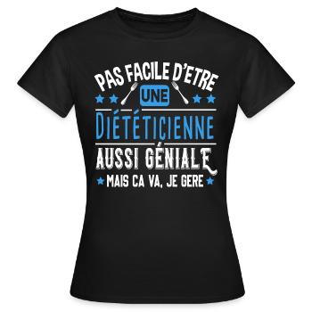 Diététicienne Cadeau Métier Diététique Nutrition - T-shirt Femme - noir - Devant - AI Model Female 172 dark (172cm)