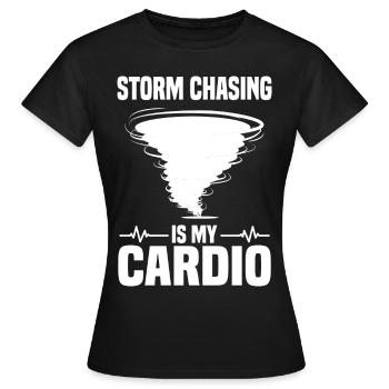 Sturmjäger Sprüche | Gewitter Meteorologe Geschenk - Frauen T-Shirt - Schwarz - Vorne - AI Model Female 172 dark (172cm)