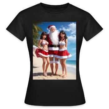 Weihnachtsmann Selfi - Frauen T-Shirt - Schwarz - Vorne - AI Model Female 172 dark (172cm)