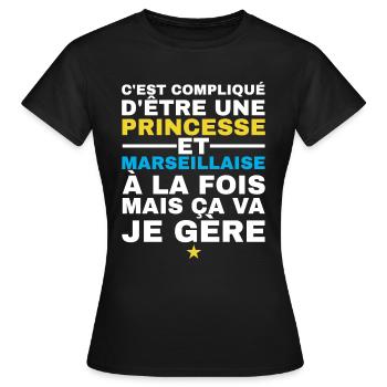 Princesse Marseillaise - T-shirt Femme - noir - Devant - AI Model Female 172 dark (172cm)