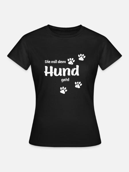 Walking with the Dog - Used Look - Dog Paws - Women's T-Shirt - black
