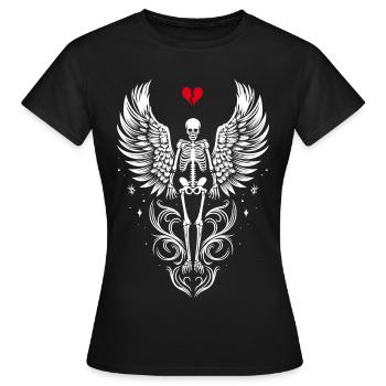 Squelette avec des ailes Anti Saint Valentin - T-shirt Femme - noir - Devant - AI Model Female 172 dark (172cm)