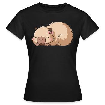Süßes Capybara Rosa Schleife Capybara - Frauen T-Shirt - Schwarz - Vorne - AI Model Female 172 dark (172cm)