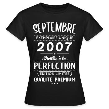 18th Birthday - September 2007 Perfection - Women's T-Shirt - black - Front - AI Model Female 172 dark (172cm)