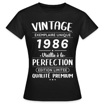 1986 – Vintage – Perfekt gereift - Frauen T-Shirt - Schwarz - Vorne - AI Model Female 172 dark (172cm)