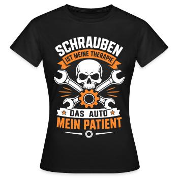 Schrauben ist meine Therapie Autoschrauber - Frauen T-Shirt - Schwarz - Vorne - AI Model Female 172 dark (172cm)