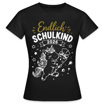 Endlich Schulkind 2026 Unicorn - Frauen T-Shirt - Schwarz - Vorne - AI Model Female 172 dark (172cm)