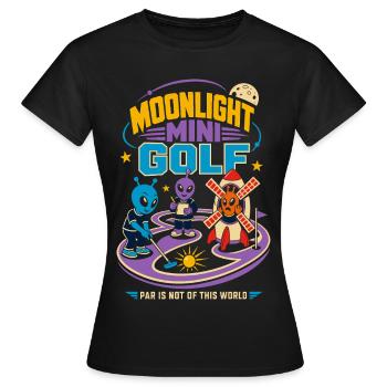 Mondschein Minigolf mit Aliens - T-shirt Femme - noir - Devant - AI Model Female 172 dark (172cm)