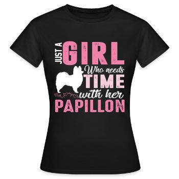Papillon Dog Continental Dwarf Spaniel - Women's T-Shirt - black - Front - AI Model Female 172 dark (172cm)