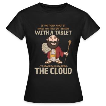 Moses Cloud Tablet Server Admin Tech Support - Frauen T-Shirt - Schwarz - Vorne - AI Model Female 172 dark (172cm)