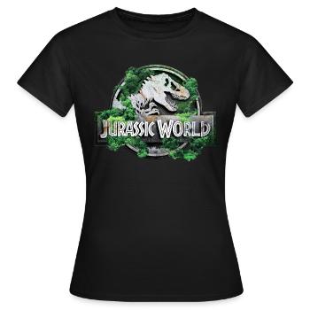 Jurassic World logo with T-Rex and trees - Women's T-Shirt - black - Front - AI Model Female 172 dark (172cm)