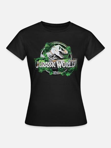 Logo Jurassic World avec T-Rex et arbres - Dame-T-shirt - sort