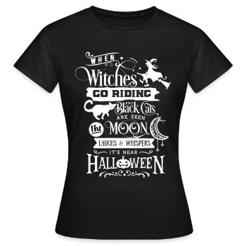 Halloween witch black cat moon Hexe Katze Mond Fun - Frauen T-Shirt - Schwarz - Vorne - AI Model Female 172 dark (172cm)