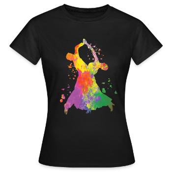 Danse de salon Slow Fox Quickstep - T-shirt Femme - noir - Devant - AI Model Female 172 dark (172cm)