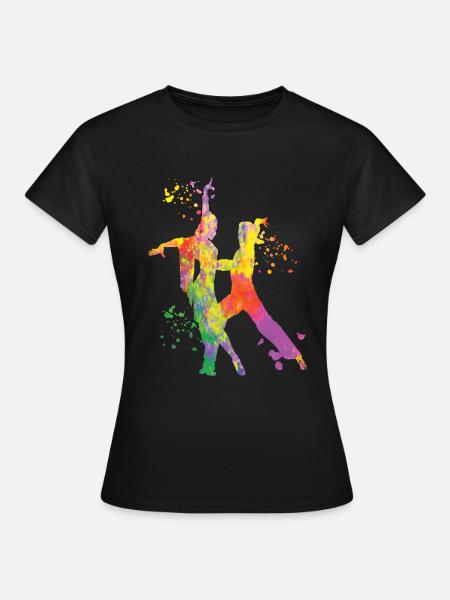 Latin Dancing Couple Aquarell Tänzerin - Frauen T-Shirt - Schwarz