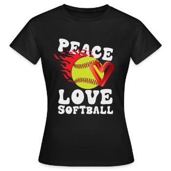 Mädchen Frieden Liebe Softball - Frauen T-Shirt - Schwarz - Vorne - AI Model Female 172 dark (172cm)