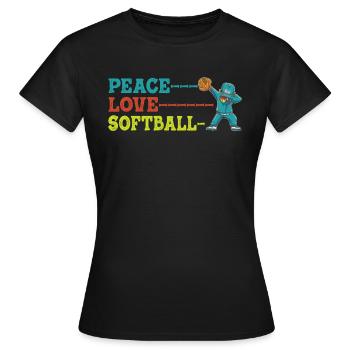 Mädchen Frieden Liebe Softball - Frauen T-Shirt - Schwarz - Vorne - AI Model Female 172 dark (172cm)