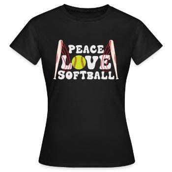 Mädchen Frieden Liebe Softball - Frauen T-Shirt - Schwarz - Vorne - AI Model Female 172 dark (172cm)