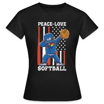 Mädchen Frieden Liebe Softball - Frauen T-Shirt - Schwarz - Vorne - AI Model Female 172 dark (172cm)