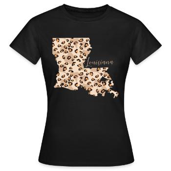Louisiana Leopard-muster-karte - Frauen T-Shirt - Schwarz - Vorne - AI Model Female 172 dark (172cm)