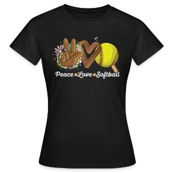 Mädchen Frieden Liebe Softball - Frauen T-Shirt - Schwarz - Vorne - AI Model Female 172 dark (172cm)