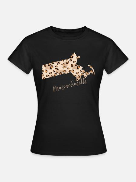 Massachusetts Leopard-muster Karte - Frauen T-Shirt - Schwarz