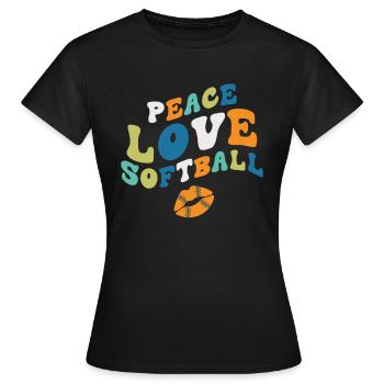 Mädchen Frieden Liebe Softball - Frauen T-Shirt - Schwarz - Vorne - AI Model Female 172 dark (172cm)