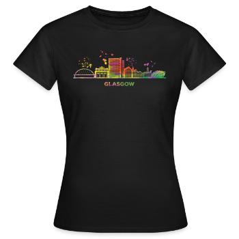 Glasgower Skyline Stadtbild Glasgow - Frauen T-Shirt - Schwarz - Vorne - AI Model Female 172 dark (172cm)
