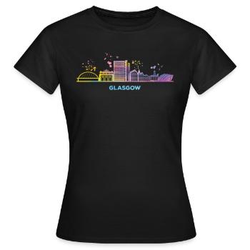 Glasgower Skyline Stadtbild Glasgow - Frauen T-Shirt - Schwarz - Vorne - AI Model Female 172 dark (172cm)