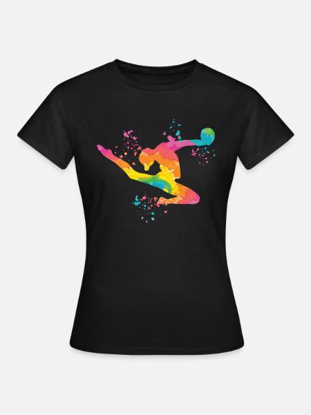 Ginnasta con ginnastica ritmica con palla - Maglietta da donna - nero