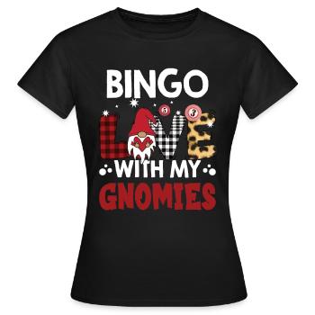 Bingo Liebe Mit Meinen Gnomies Buffalo Plaid Bingo - Frauen T-Shirt - Schwarz - Vorne - AI Model Female 172 dark (172cm)