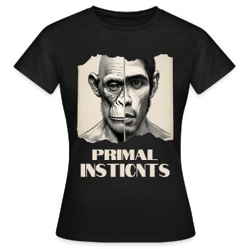 Cool primal instincts cimp and human - Women's T-Shirt - black - Front - AI Model Female 172 dark (172cm)