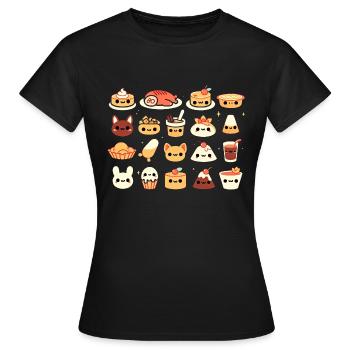 Kawaii Food Friends Fete - Women's T-Shirt - black - Front - AI Model Female 172 dark (172cm)