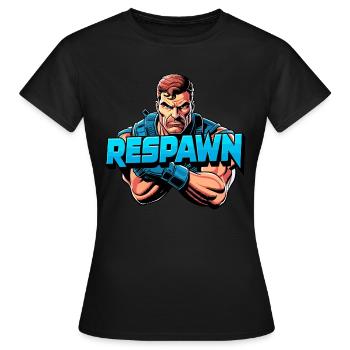 Retro Gamer Design mit Soldat - Frauen T-Shirt - Schwarz - Vorne - AI Model Female 172 dark (172cm)