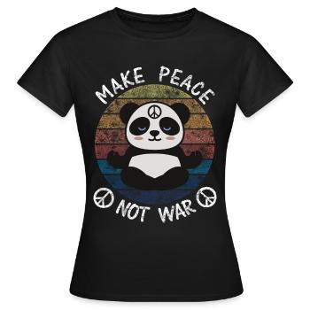 Hippie Panda peace not war - Frauen T-Shirt - Schwarz - Vorne - AI Model Female 172 dark (172cm)