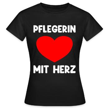 Pflegerin Mit Herz - Frauen T-Shirt - Schwarz - Vorne - AI Model Female 172 dark (172cm)