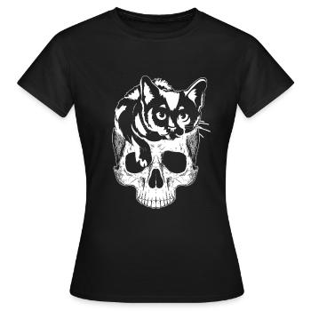 Cat Halloween Cat Lover Funny Cat Halloween Cat - Frauen T-Shirt - Schwarz - Vorne - AI Model Female 172 dark (172cm)