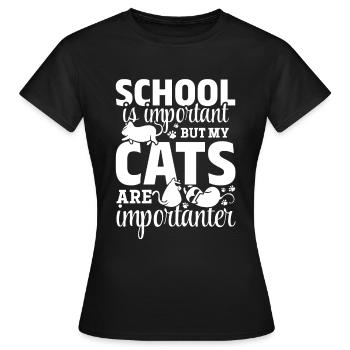 L’école est importante, mais mes chats sont importants - T-shirt Femme - noir - Devant - AI Model Female 172 dark (172cm)