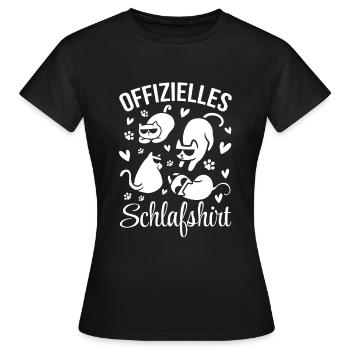 Katzen Schlafshirt Offizielles Schlafshirt Lustige - Frauen T-Shirt - Schwarz - Vorne - AI Model Female 172 dark (172cm)