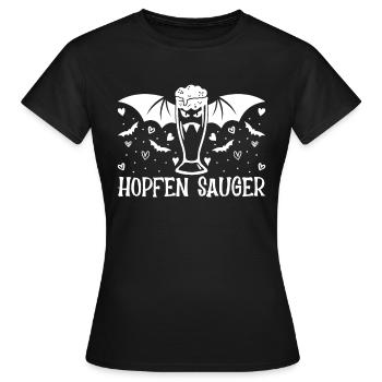 Halloween Hopfen Sauger Bier Fledermausflügel Vamp - Frauen T-Shirt - Schwarz - Vorne - AI Model Female 172 dark (172cm)