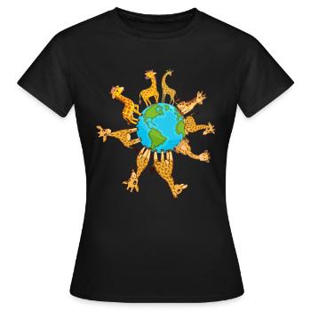 Giraffe Earth Day Giraffes Earth Day Giraffes - Frauen T-Shirt - Schwarz - Vorne - AI Model Female 172 dark (172cm)