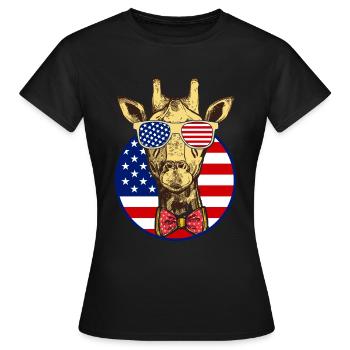 Girafe Drapeau américain Drôle Girafe Drapeau américain - T-shirt Femme - noir - Devant - AI Model Female 172 dark (172cm)