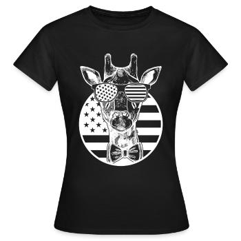 Girafe Drapeau américain Girafe Drapeau américain Girafe - T-shirt Femme - noir - Devant - AI Model Female 172 dark (172cm)