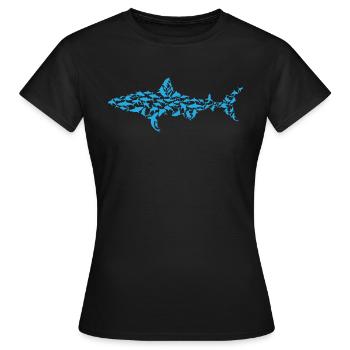 Great White Shark Fish - Sharks Silhouette White S - Frauen T-Shirt - Schwarz - Vorne - AI Model Female 172 dark (172cm)
