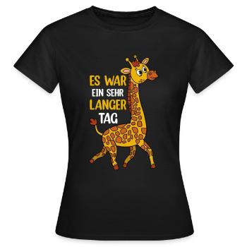 Es War Ein Sehr Langer Tag - Giraffe mit Langem Ha - Frauen T-Shirt - Schwarz - Vorne - AI Model Female 172 dark (172cm)