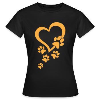 Dog Paw Heart Baby Dog Paws Heart - Dog Paw - Women's T-Shirt - black - Front - AI Model Female 172 dark (172cm)
